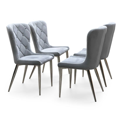 ‘Donnie’ Grey Fabric Set of 4 Dining Chairs