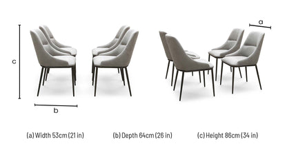 ‘Camino’ Taupe Faux Leather Fixed Dining Chair - Set of 4
