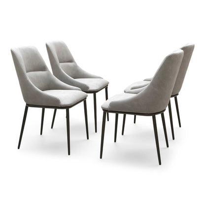 ‘Camino’ Taupe Faux Leather Fixed Dining Chair - Set of 4