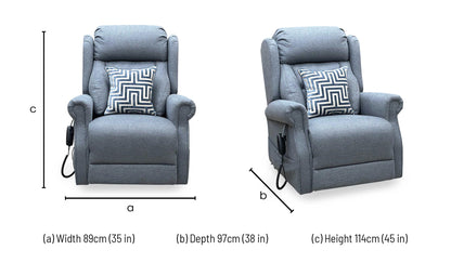 ‘Edin’ Grey Fabric Electric Rise and Recline Armchair