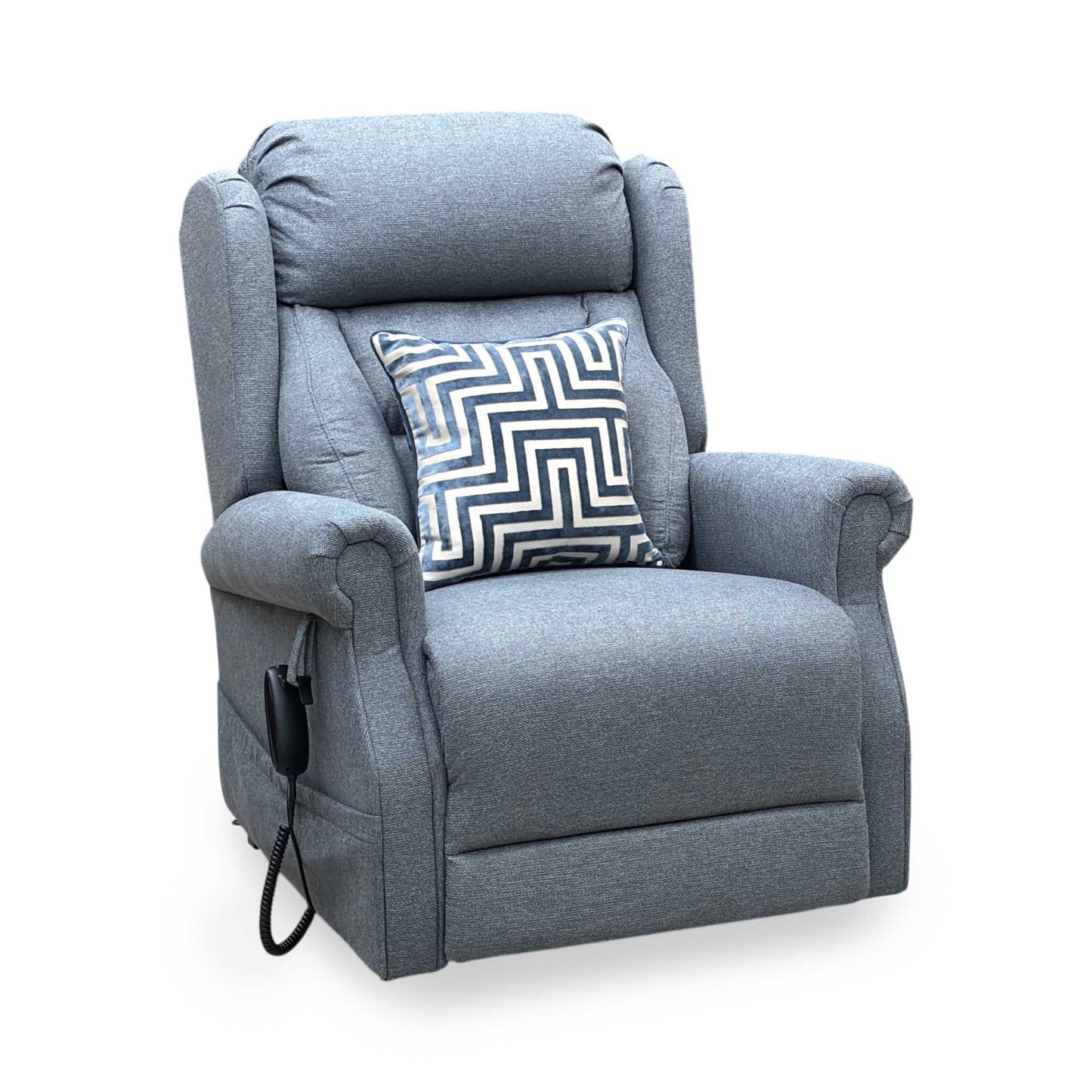 ‘Edin’ Grey Fabric Electric Rise and Recline Armchair
