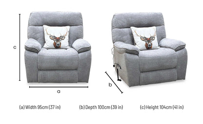 ‘Paulo’ Grey Fabric Electric Rise and Recline Massage Armchair with Heating Function