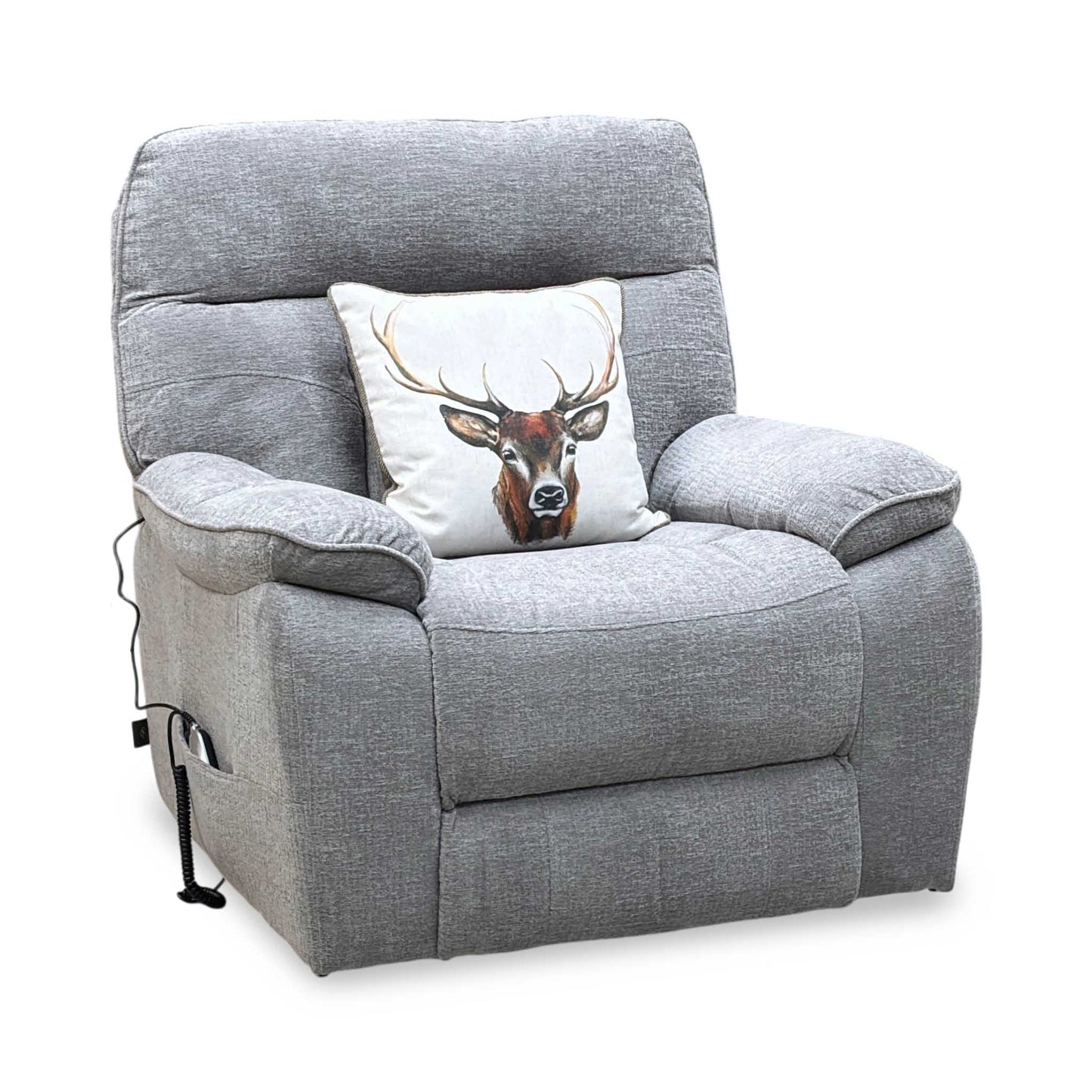 ‘Paulo’ Grey Fabric Electric Rise and Recline Massage Armchair with Heating Function