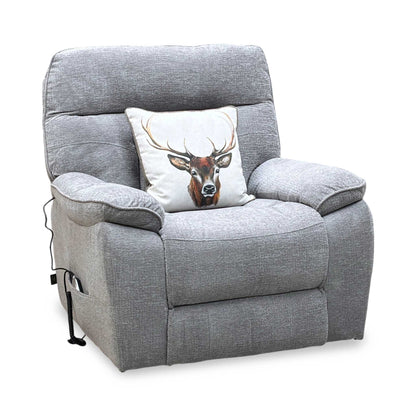 ‘Paulo’ Grey Fabric Electric Rise and Recline Massage Armchair with Heating Function