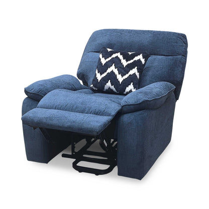 ‘Paulo’ Blue Fabric Electric Rise and Recline Massage Armchair with Heating Function