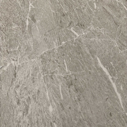 High-definition close-up macro view of the ceramic table top, detailing the premium stone-look matte finish, scratch-resistant mineral pattern texture, and clean beveled edge profile.