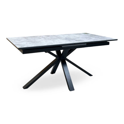 'Moon’ Grey Concrete Effect Pop-Up Extending Dining Table