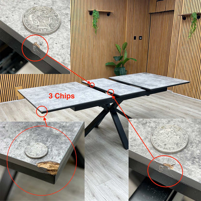 'Moon’ Grey Concrete Effect Pop-Up Extending Dining Table