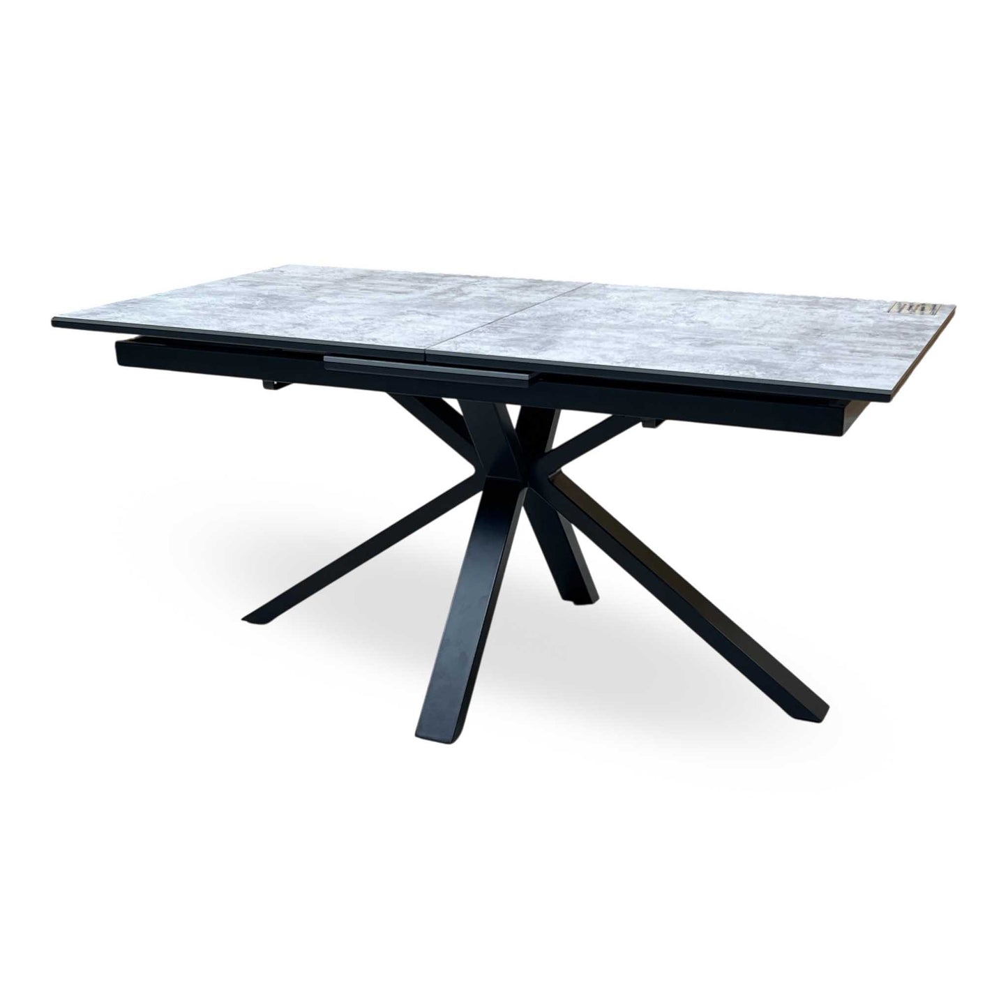 'Moon’ Grey Concrete Effect Pop-Up Extending Dining Table