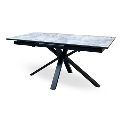 'Moon’ Grey Concrete Effect Pop-Up Extending Dining Table