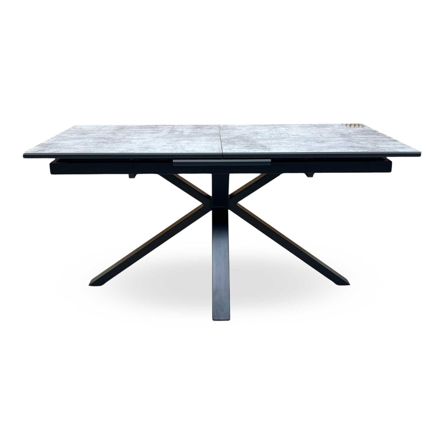 'Moon’ Grey Concrete Effect Pop-Up Extending Dining Table
