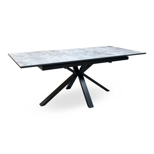 'Moon’ Grey Concrete Effect Pop-Up Extending Dining Table
