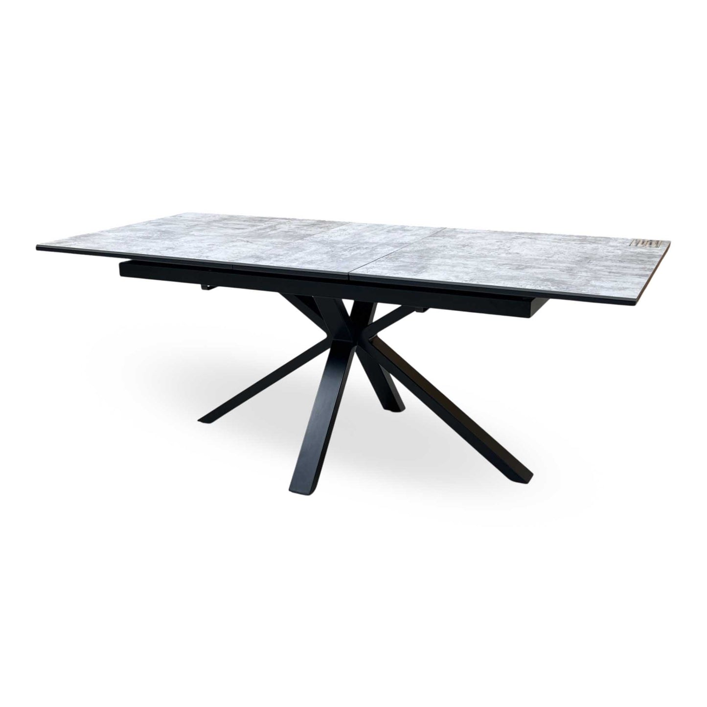 'Moon’ Grey Concrete Effect Pop-Up Extending Dining Table