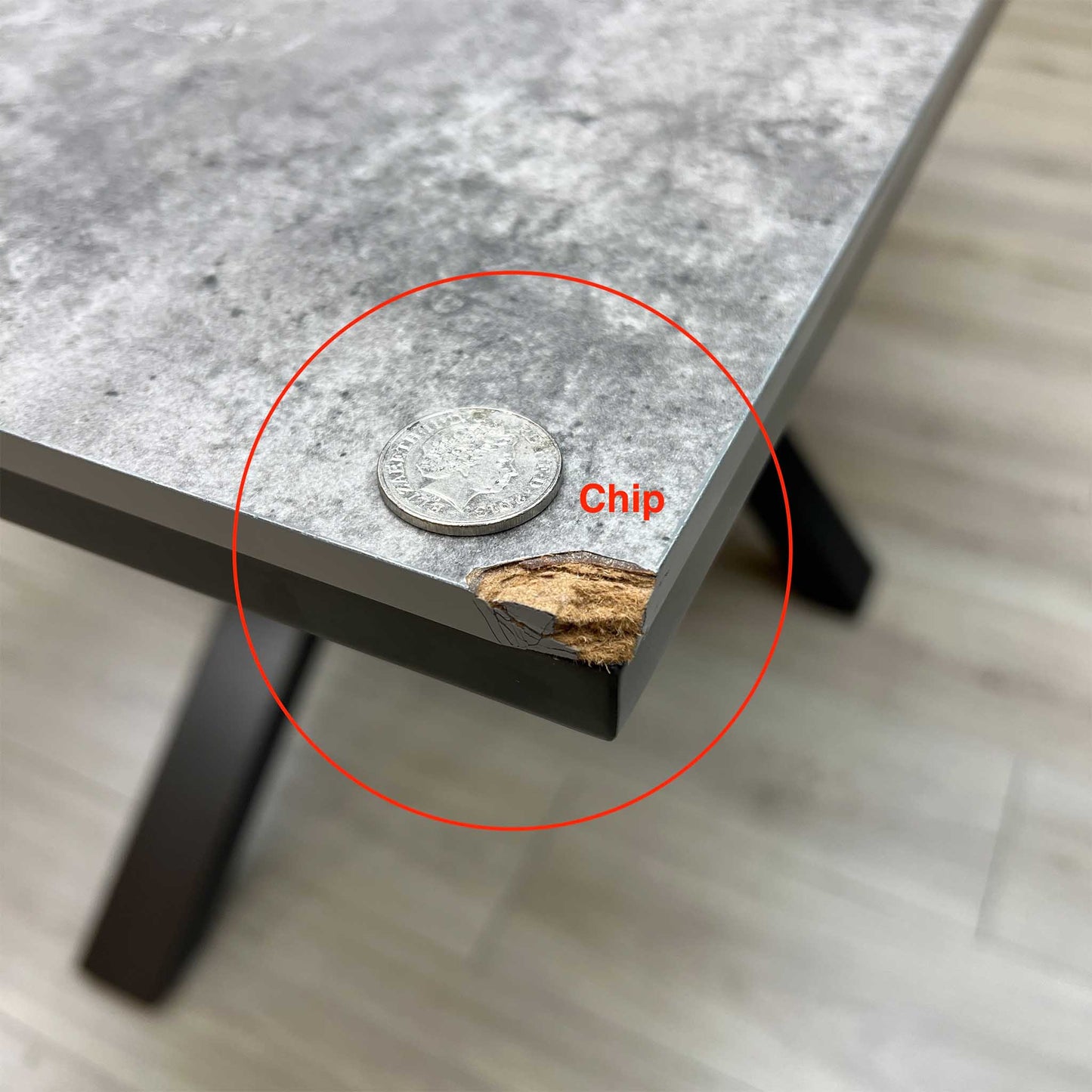 'Moon’ Grey Concrete Effect Pop-Up Extending Dining Table