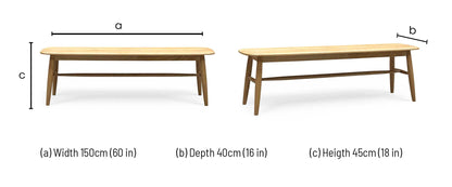 ‘Stockholm’ Light Oak Solid Oak Dining Bench