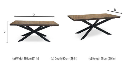 ‘Kiara’ Small Rectangular Dining Table with Black Legs