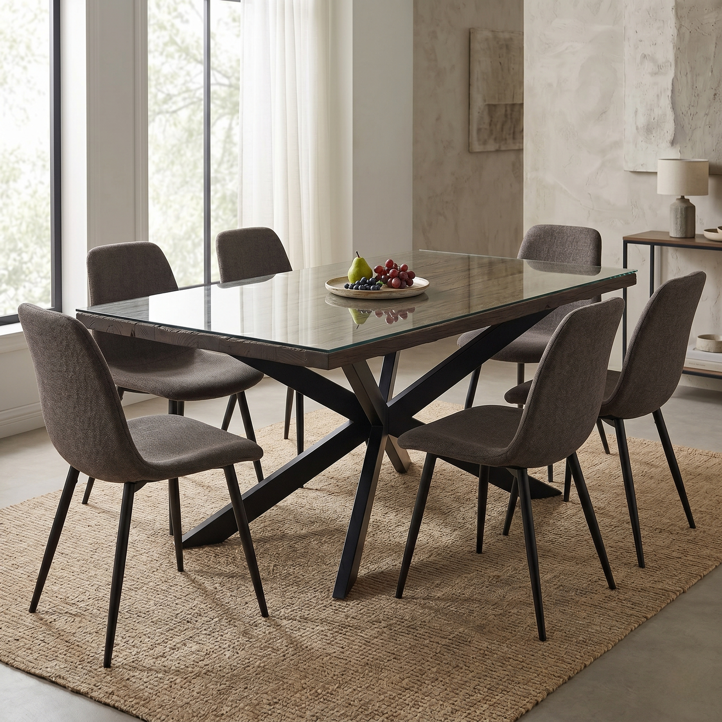 ‘Kiara’ Small Rectangular Dining Table with Black Legs