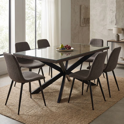 ‘Kiara’ Small Rectangular Dining Table with Black Legs