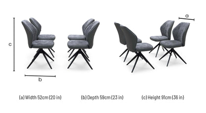 ‘Julio’ G6 Anthracite Grey Fabric Set of 4 Swivel Dining Chairs