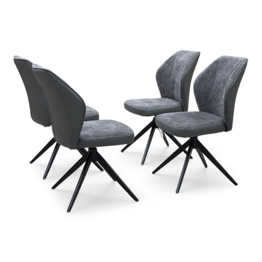 ‘Julio’ G6 Anthracite Grey Fabric Set of 4 Swivel Dining Chairs