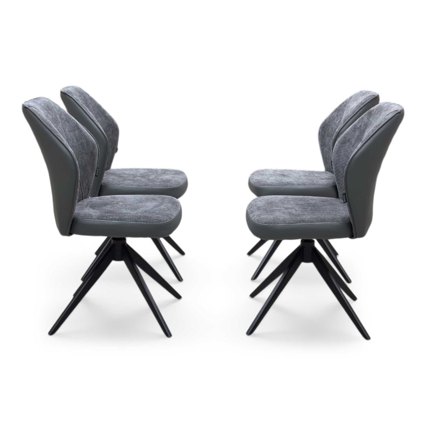 ‘Julio’ G6 Anthracite Grey Fabric Set of 4 Swivel Dining Chairs