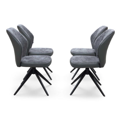 ‘Julio’ G6 Anthracite Grey Fabric Set of 4 Swivel Dining Chairs