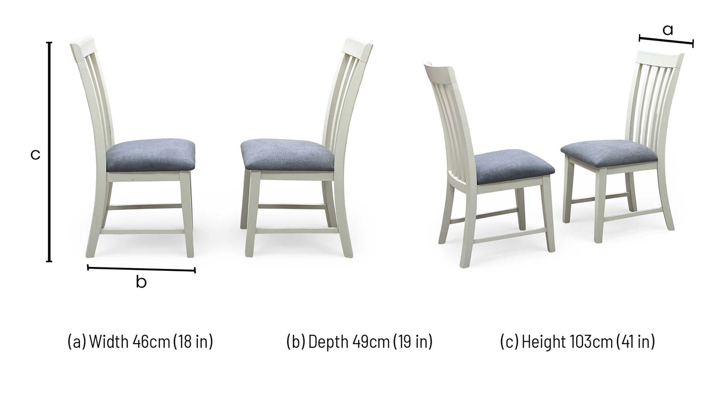 Technical dimensions blueprint and dining space planning layout schematic for the ‘Hamilton’ High Back Wooden Chair Set of 2.