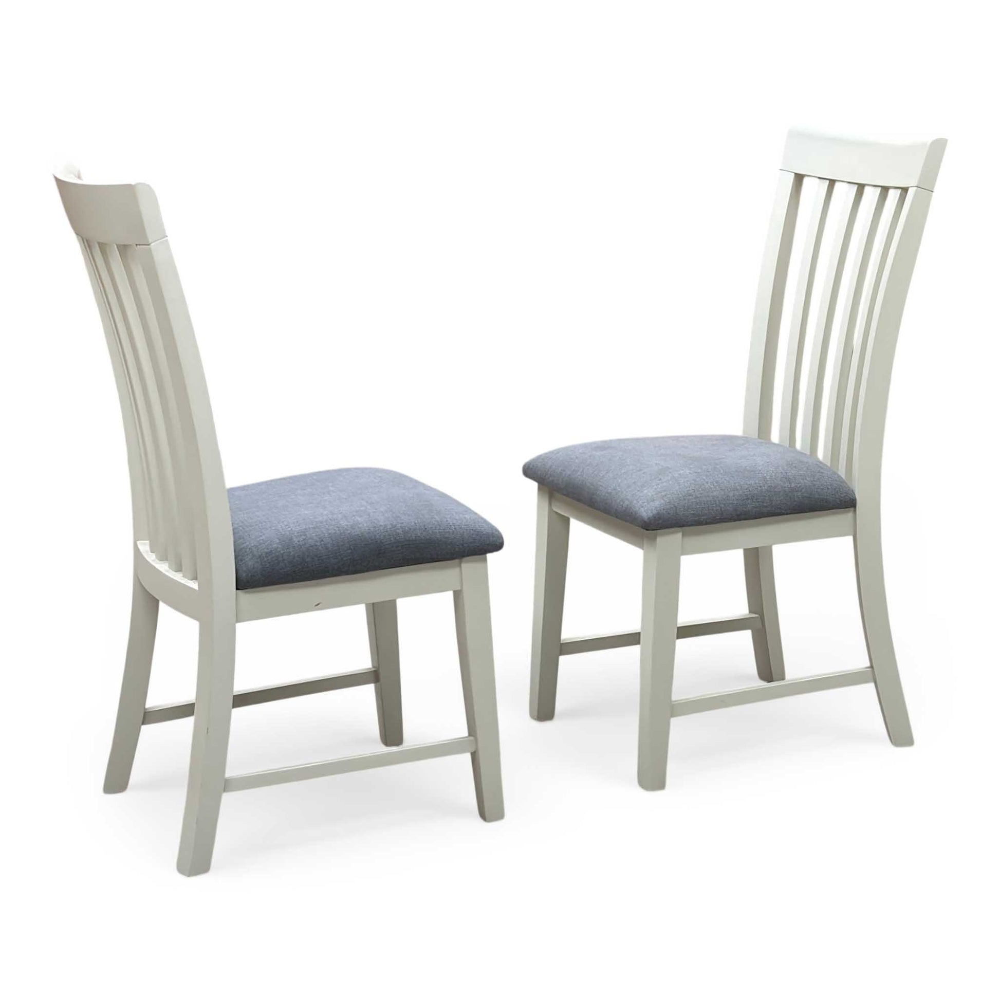 Full View ‘Hamilton’ contemporary dining chair set, showcasing a pair of matching high-back wooden chairs with elegant Taupe finished legs and a clean, minimalist silhouette.
