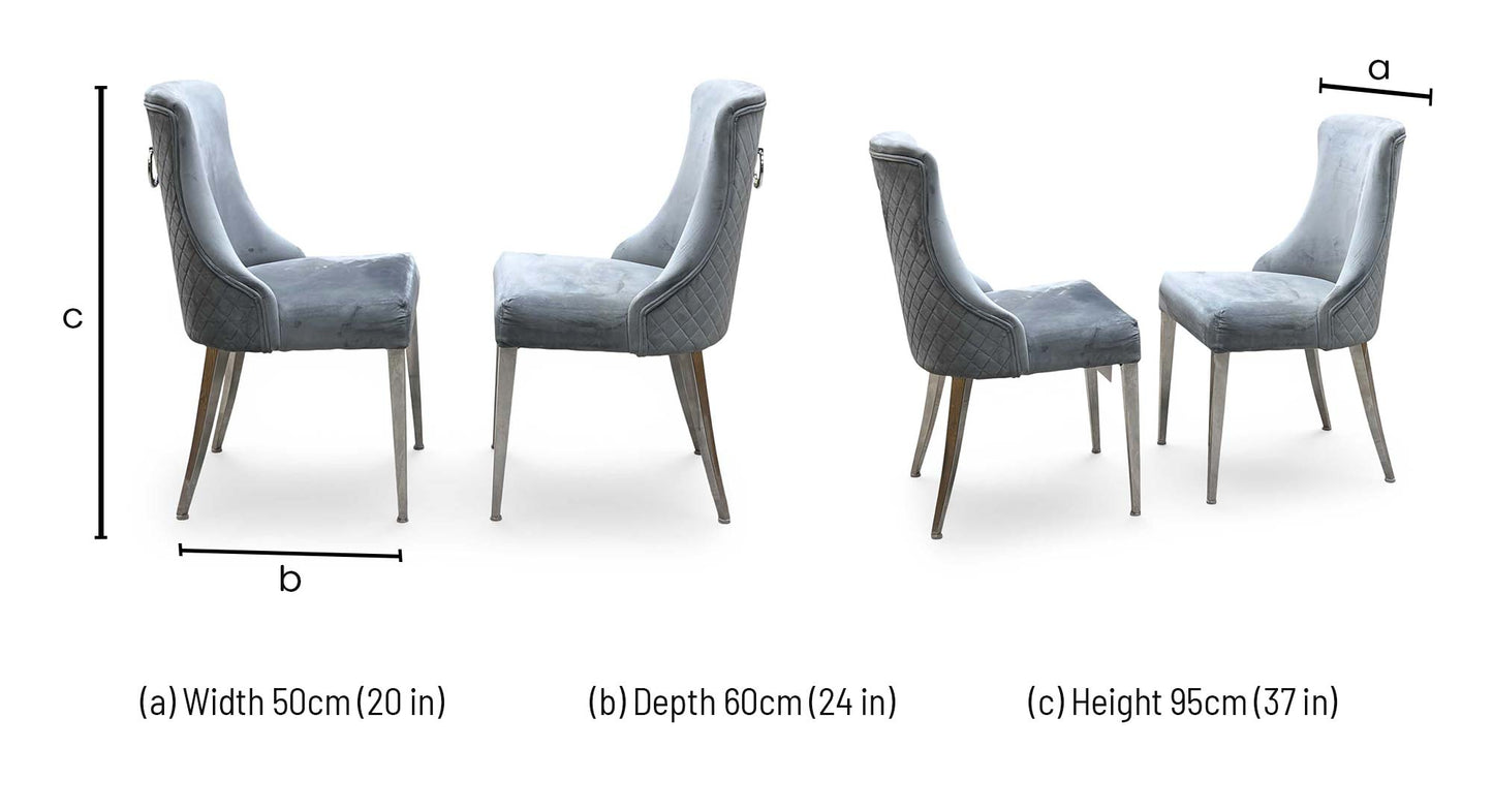 ‘Dolce’ Silver Fabric Set of 2 Dining Chairs