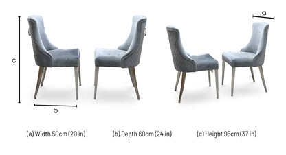 ‘Dolce’ Silver Fabric Set of 2 Dining Chairs