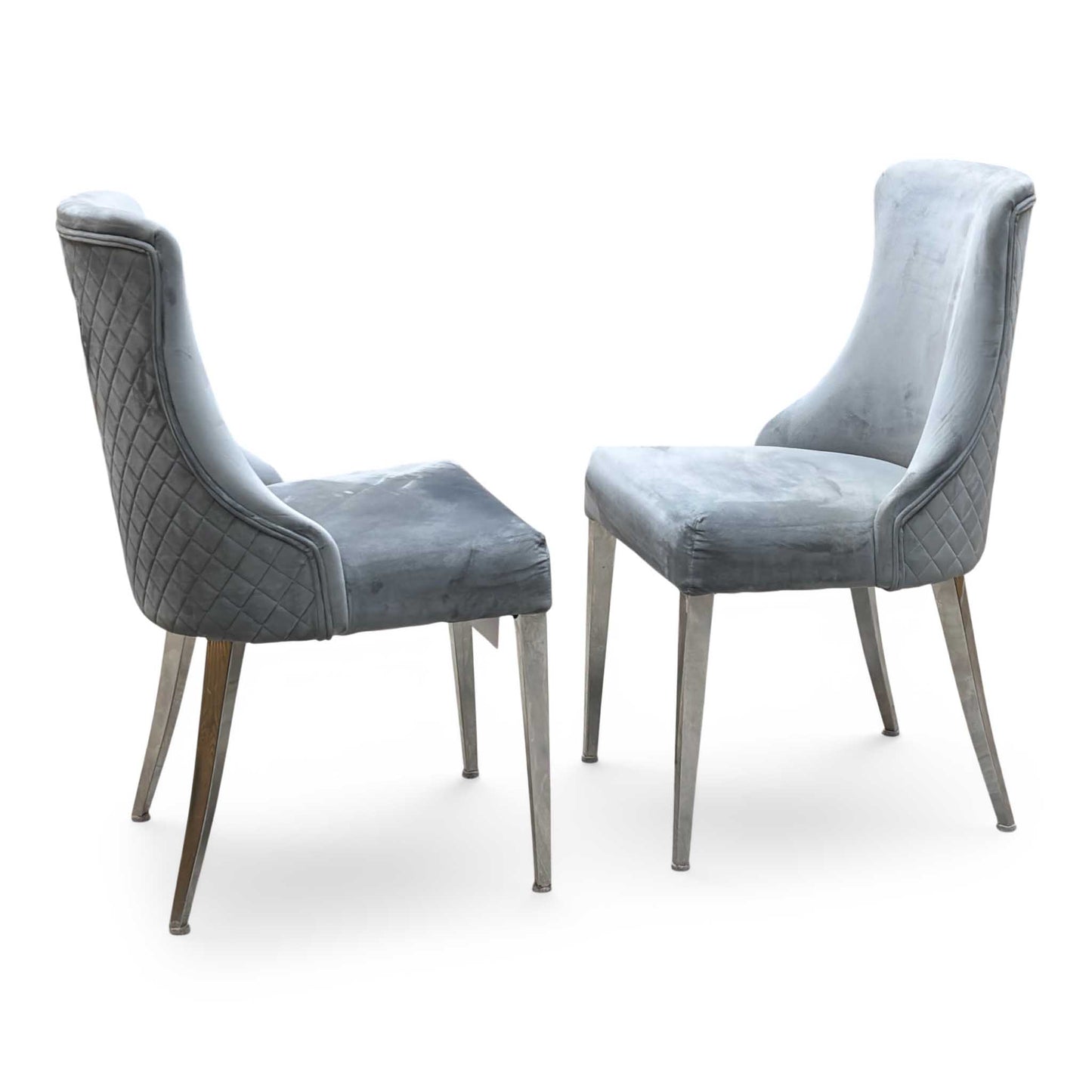 ‘Dolce’ Silver Fabric Set of 2 Dining Chairs