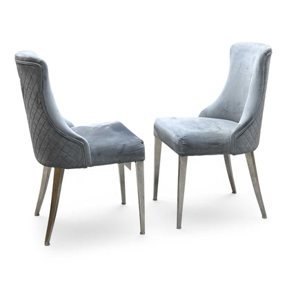 ‘Dolce’ Silver Fabric Set of 2 Dining Chairs