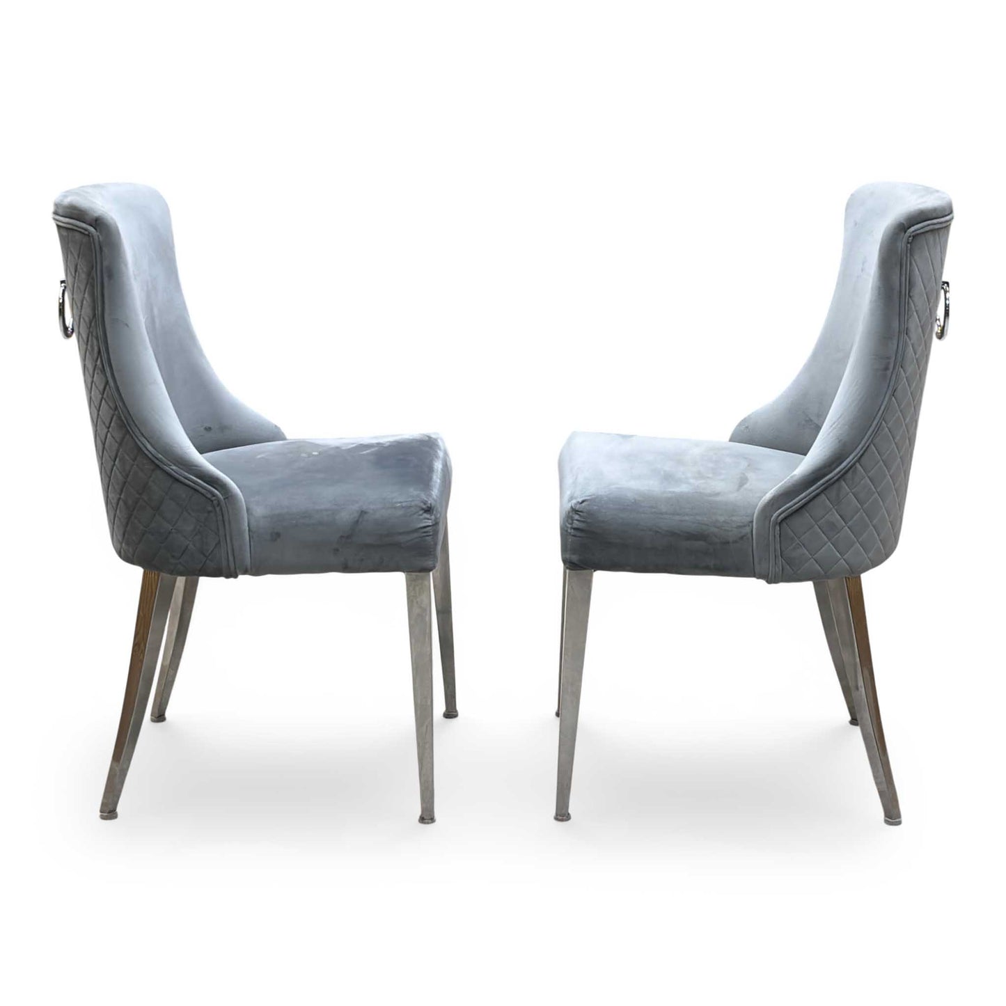 ‘Dolce’ Silver Fabric Set of 2 Dining Chairs