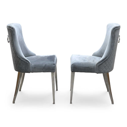 ‘Dolce’ Silver Fabric Set of 2 Dining Chairs