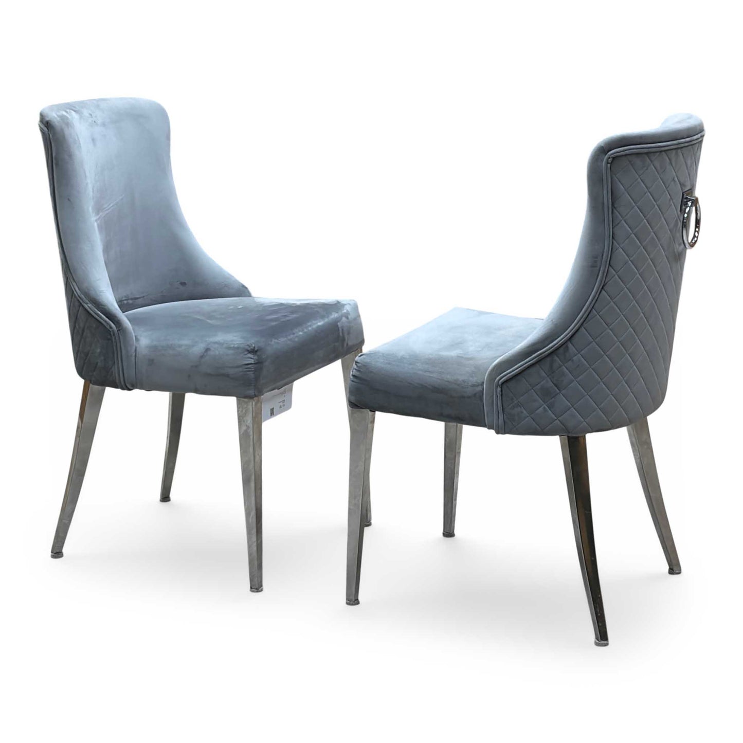 ‘Dolce’ Silver Fabric Set of 2 Dining Chairs