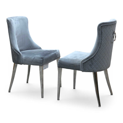 ‘Dolce’ Silver Fabric Set of 2 Dining Chairs
