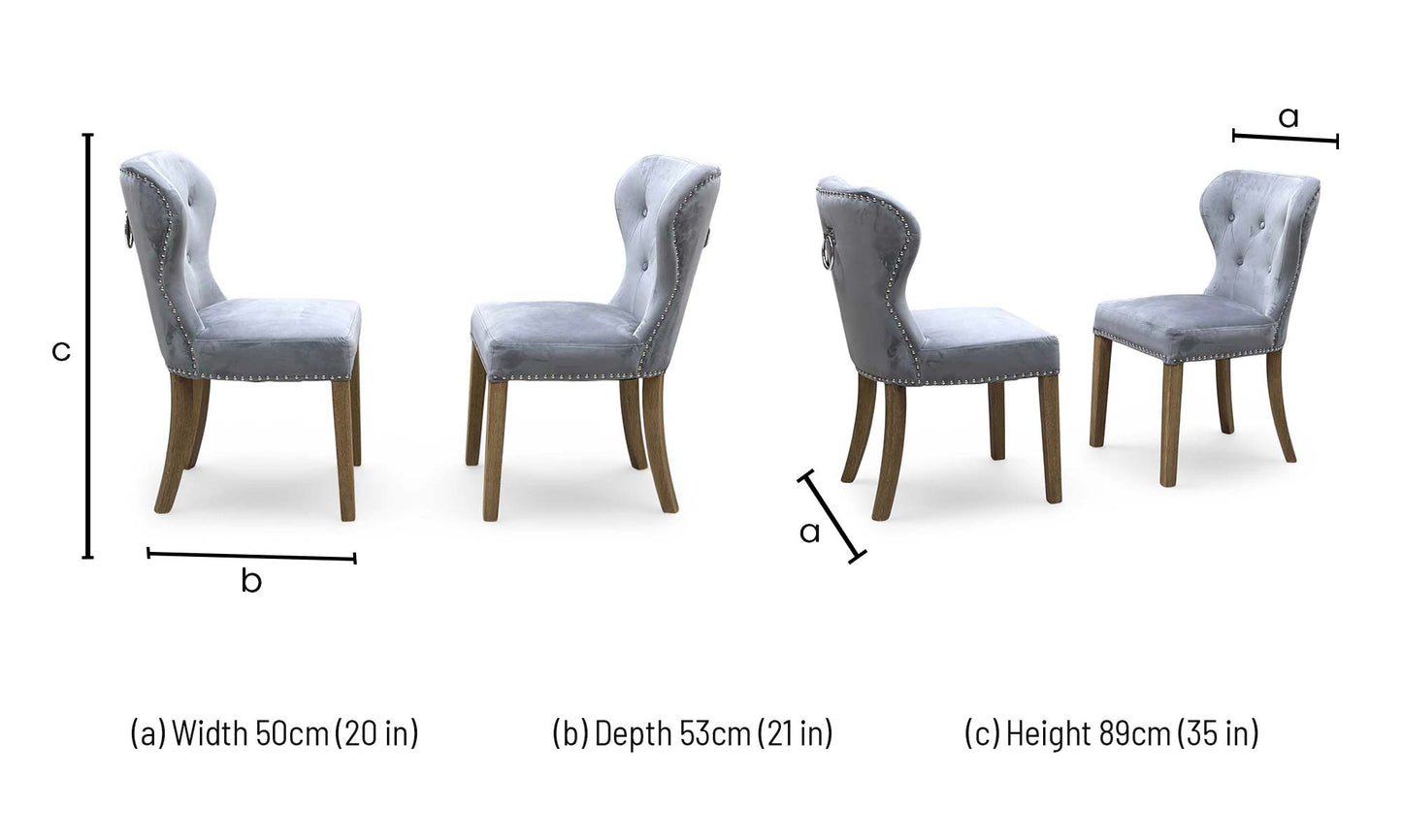 ‘Barrow’ Grey Fabric Set of 2 Dining Chairs