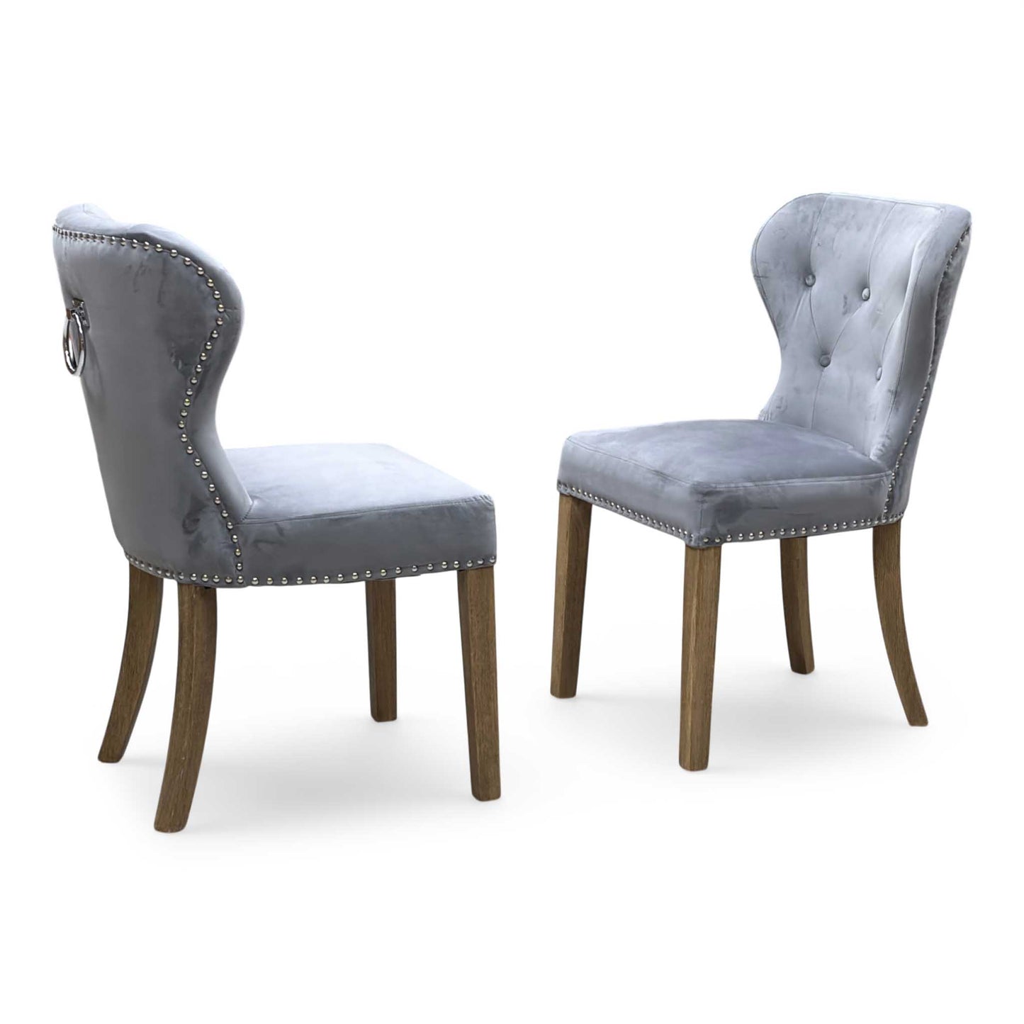 ‘Barrow’ Grey Fabric Set of 2 Dining Chairs