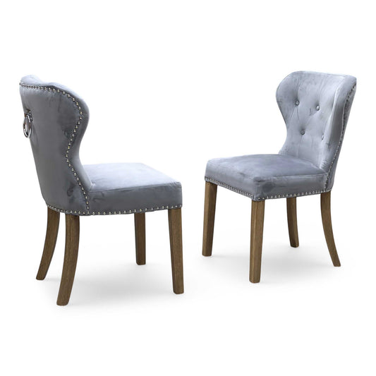 ‘Barrow’ Grey Fabric Set of 2 Dining Chairs