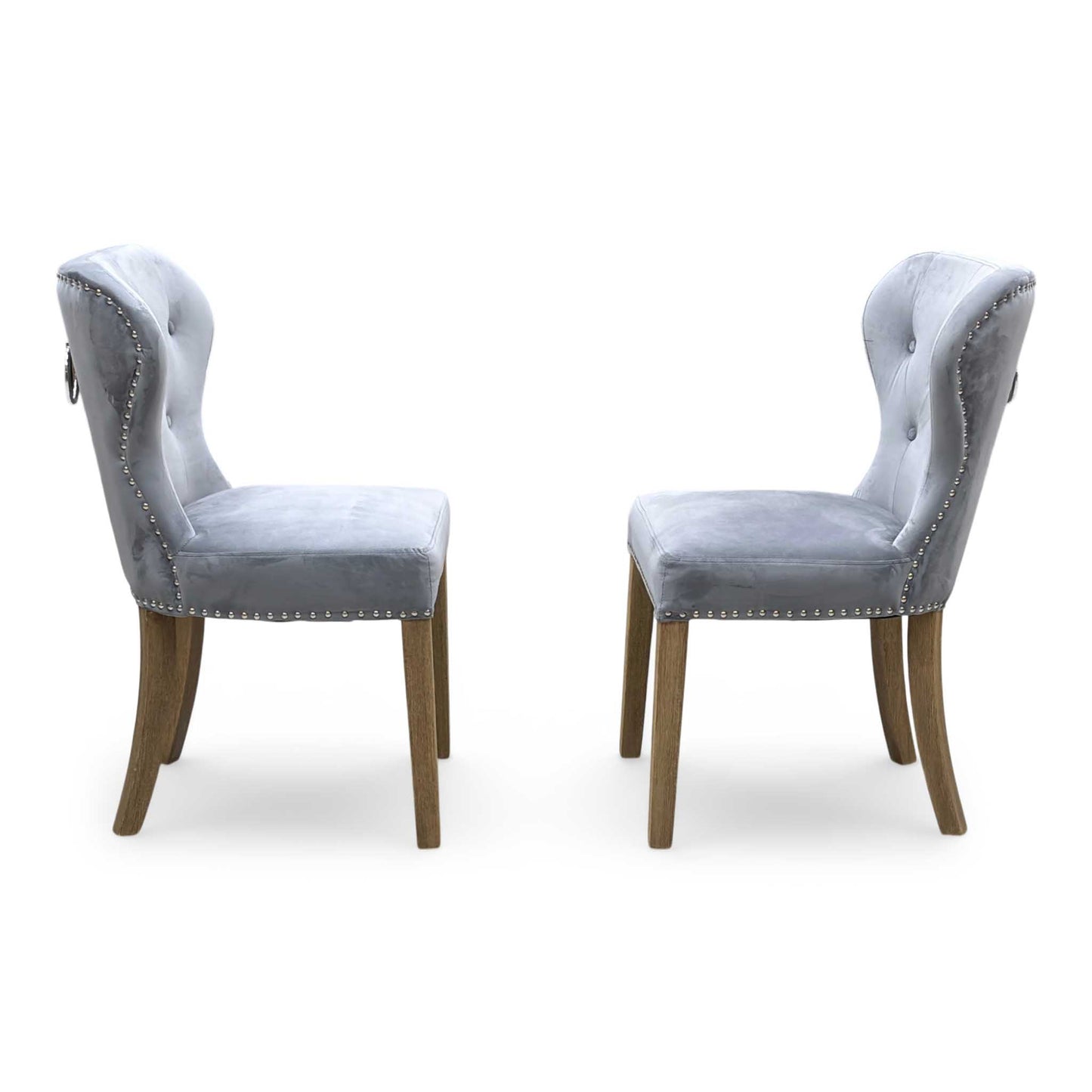 ‘Barrow’ Grey Fabric Set of 2 Dining Chairs