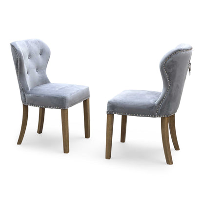 ‘Barrow’ Grey Fabric Set of 2 Dining Chairs