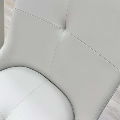 'Avorio' Marble-Effect Ceramic Top Swivel Extending Dining Table with Neutral Faux Leather Set of 4 Swivel Dining Chairs