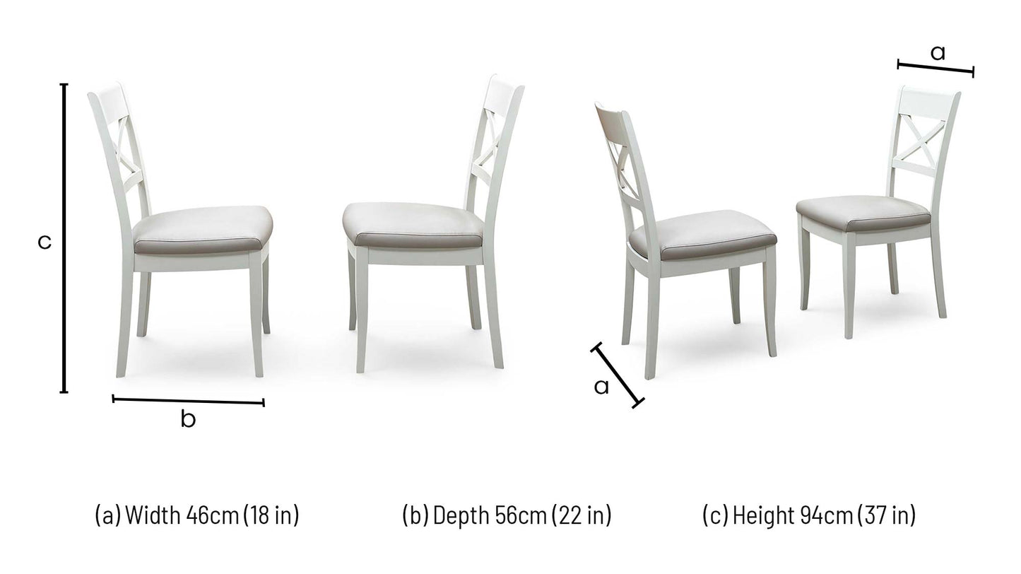 Furnitureland ‘Annecy' Light Grey Finish Pair of Faux Leather Cross Back Dining Chairs