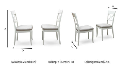 Furnitureland ‘Annecy' Light Grey Finish Pair of Faux Leather Cross Back Dining Chairs