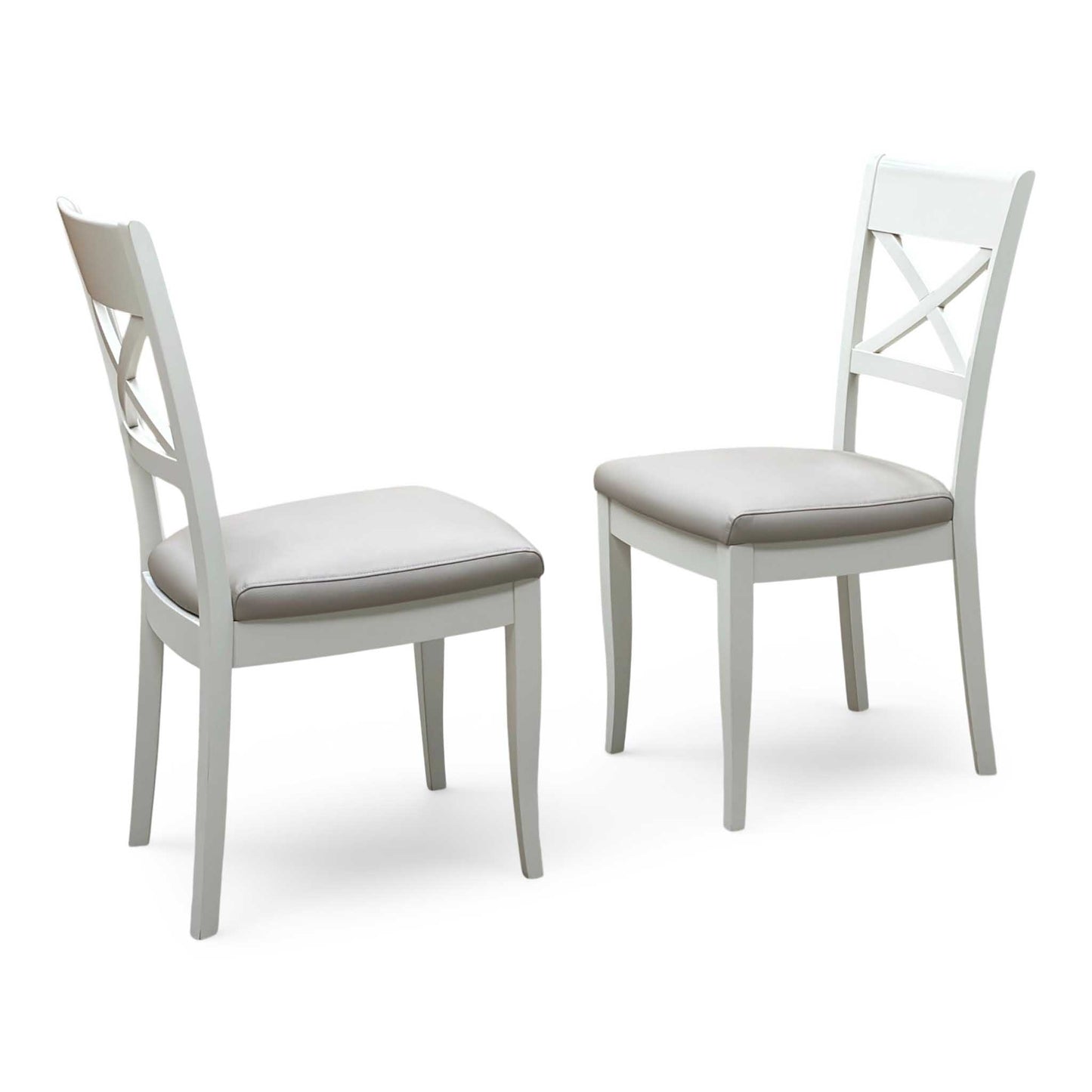 Furnitureland ‘Annecy' Light Grey Finish Pair of Faux Leather Cross Back Dining Chairs