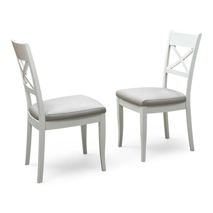 Furnitureland ‘Annecy' Light Grey Finish Pair of Faux Leather Cross Back Dining Chairs