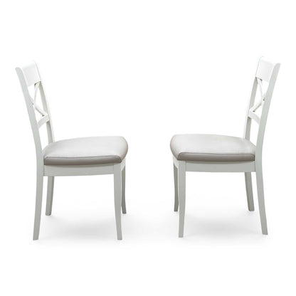 Furnitureland ‘Annecy' Light Grey Finish Pair of Faux Leather Cross Back Dining Chairs