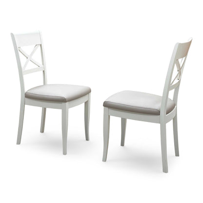 Furnitureland ‘Annecy' Light Grey Finish Pair of Faux Leather Cross Back Dining Chairs