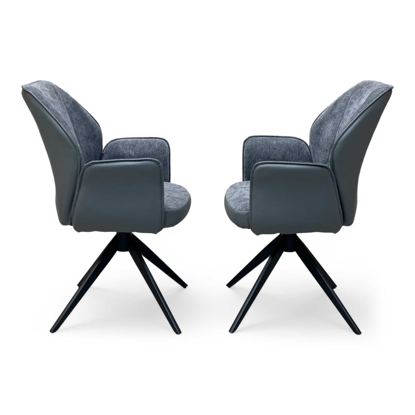 ‘Julio’ G6 Anthracite Grey Fabric Pair of Dining Arm Chairs