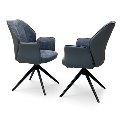 ‘Julio’ G6 Anthracite Grey Fabric Pair of Dining Arm Chairs